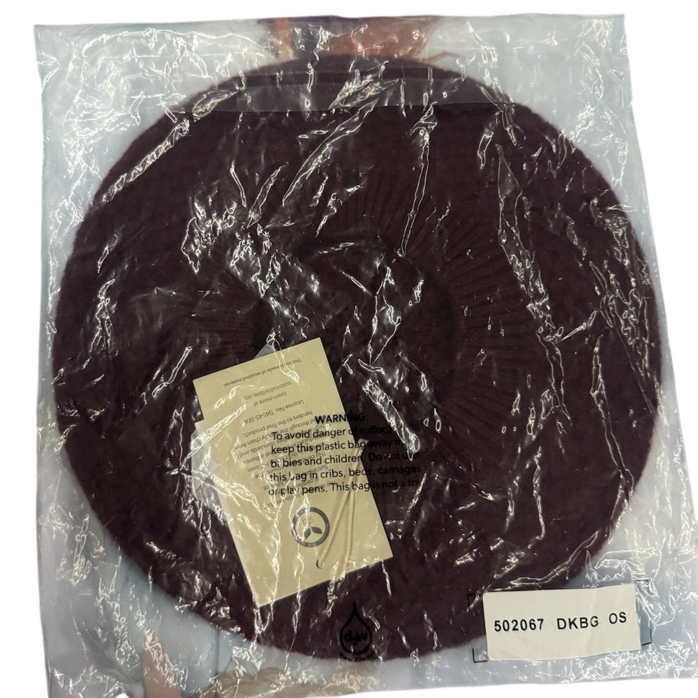 NEW Garnet Hill Burgundy Knit Cashmere Beret